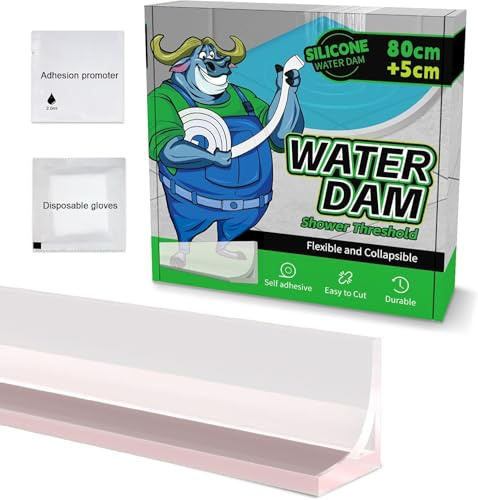 ALITAIYI Schwallschutzleiste Dusche Selbstklebend, Wasserstopper Schwallschutzleiste Dusche Silikon, Duschwasserstop, Hochwertige Selbstklebend Schwallschutzleiste (Transparent, 0.85M)