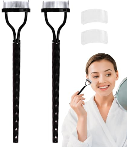 Peine de pestañas de metal, peine de pestañas de ojos | 2 paquetes de dientes de metal cepillo formador de cepillo con cubierta - Cepillo de cejas, herramienta cosmética, suministros de maquillaje,