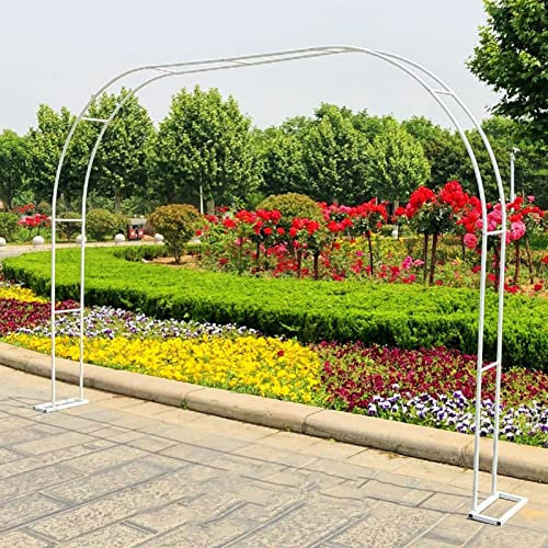 Weißer Gartenbogen, Pflanzen-Rankhilfe für Kletterrosen, Hochzeitslaube, Gartensäulenstütze, 240 cm breit x 220 cm hoch, ideal für Outdoor-Dekoration und Pflanzenwachstum