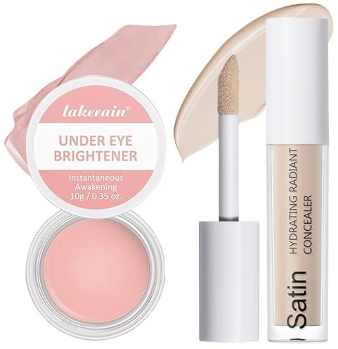 Under Eye Brightener, Iluminador Corrector Debajo Ojos(10g) + Precorrector Ojeras(6ml), Corrector Essence Multitask, Ilumina y Cubre las Ojeras de Forma Natural