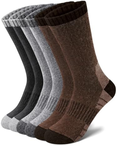 Tialfas Calcetines de invierno de merino para hombre, 3 pares, calcetines térmicos, calcetines deportivos de invierno con transporte de la humedad para trekking, senderismo, ciclismo, trabajo y