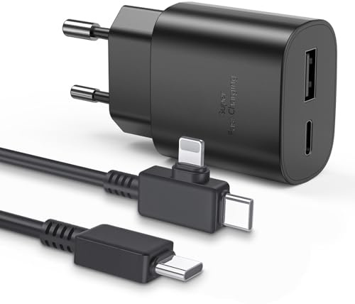Chargeur Sumsang Charge Rapide, 25W Prise USB C à Double Porte avec Câble 2-en-1, Chargeur USB C pour Sumsamg Galaxy S22/S22 Ultra/S21 FE/S20/S10/S9/A13