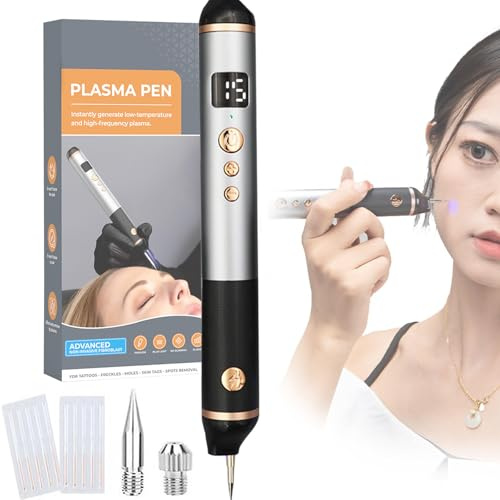 ZZwansuGE Stylo Plasma à 15 Niveaux, Stylo pour éLiminer Les Acrochordons, Taches De Rousseur, Grains De Beauté, Verrues, pour Les LèVres, Les Mains, Le Cou, SûR Et Indolore, Ne Blesse Pas La Peau