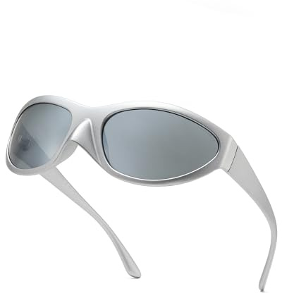 SHEEN KELLY Vintage Wrap runt solglasögon för män svart polariserad sport glasögon silver speglade utomhus ridglasögon, T2, Einheitsgröße