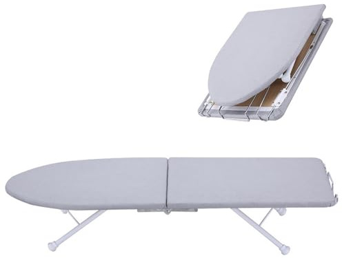 Tabla Planchar Sobremesa Plegable con Soporte de Hierro, Mesa Planchar Portátil y Pequeña, Ironing Board para Espacios Reducidos, Dormitorio, 81x30x16 cm, Gris