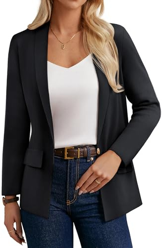 GRACE KARIN Blazers for Women Business Casual, Work Dressy Suit Jacket, Long Sleeve Open Front Spring Cardigan Sweater Black