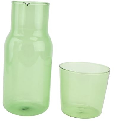 Healifty Vaso y Botella de Vidrio Verde con Jarra Resistente al Calor para Bebidas Frías y Calientes Hogar Oficina y Hotel Kit de Herramientas para Beber con Capacidad Amplia