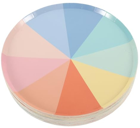 DOITOOL 50 Pièces Lot de Assiettes Jetables Arc-ciel Vaisselle Colorée Multifonction pour Fêtes Pique- et Réunions Assiettes Pratiques et Décoratives