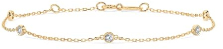 EDELIND Goldarmband mit 5 Diamant-Stationen 0.14 ct - Armband Gold Damen 585 Echtgold als Ankerkette - Armkette mit wählbarer Länge 16.5-21 cm - Schmuck Geschenk für Frauen