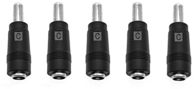 JZK 5 PCS DC power adapter converter, 5.5x2.1mm female to 5.5x2.5mm male DC adapter, DC plug to socket connector, for CCTV security camera, LED strip light, router
