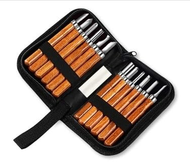 ZAJYZZF 12 Pezzi/Set Manico in Legno scalpello bisturi Set di Utensili taglierina Coltello Intaglio del Kit manuali