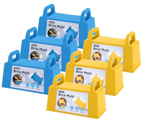 Superio Snow Brick Maker Igloo Fort Block Form Outdoor Winter Snow Toys Sand Castle Building Kit for Adults and Kids Sandbox, Beach, Sand Toys (Blue/Yellow, 6)