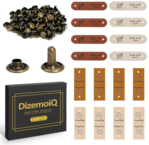 DizemoiQ 60 Stück Handmade Etiketten zum Annähen Made with Love für Kleidung Strickwaren DIY Handwerk Geschenke Nähetiketten zum Verzieren