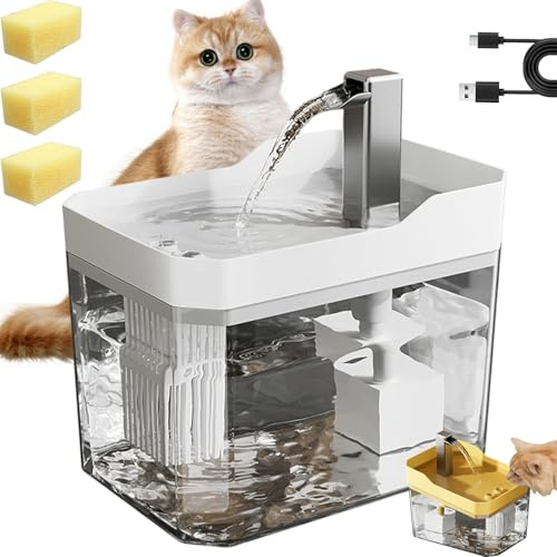 Puresource - Système D Hydratation Sain pour Chats, 1.5l Fontaine Eau Chat, Fontaine A Eau Chat Silencieux,avec 3 Filtres, Circulation Permanente De L’Eau, Convient À Tous Les Types De Chats (C)