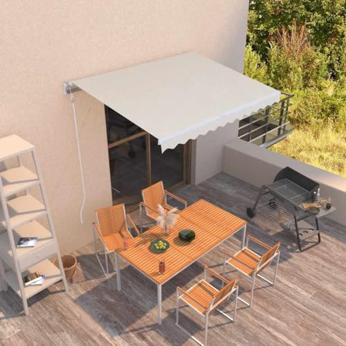 Nqyjm Markise Automatisch Einziehbar 300x250 cm Creme für Garten, Terrasse, Außende