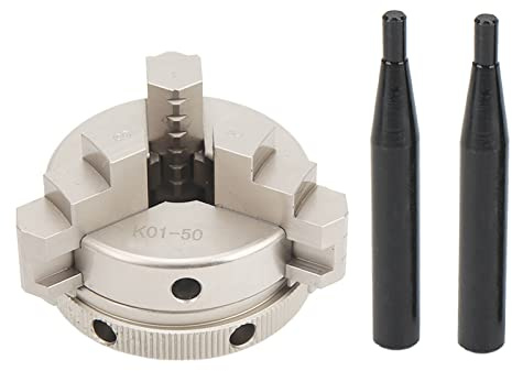 Almeigrity Drehfutter, 50 mm, M14, 3 Backen, C45-Stahl, selbstzentrierend, umkehrbar, Zubehör-Set