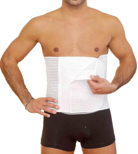 Teratex Fascia Elastica Contenitiva Unisex Millerighe – Traspirante con Velcro, Sostegno Lombare Addominale, Sport Post-Parto Lavoro, Bianco, 80CM