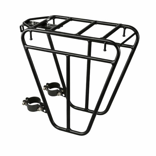 Fahrrad Gepäckträger Vorne,25 Kg Tragfähigkeit,Robuster Lastfahrradträger Aus Stahl Straßenfahr,Einstellbare Gepäckträger Vorderrad, Outdoor Rucksack Fahrradabenteuer Familienausflüge