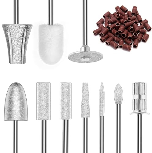 Set med 10 st nagelborrkronor, professionell nagelbandsbit för Efile nagelborr med 30 st små slipband (#180) och dorn bit akrylgel nagelborttagningsverktyg manikyr pedikyrkit