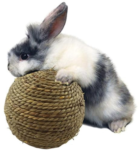 HEALLILY Pelota de Paja Natural para Conejos, Juguete Seguro para Masticar y Aliviar Dientes, Adecuado para Animales Pequeños y Mascotas Pequeñas