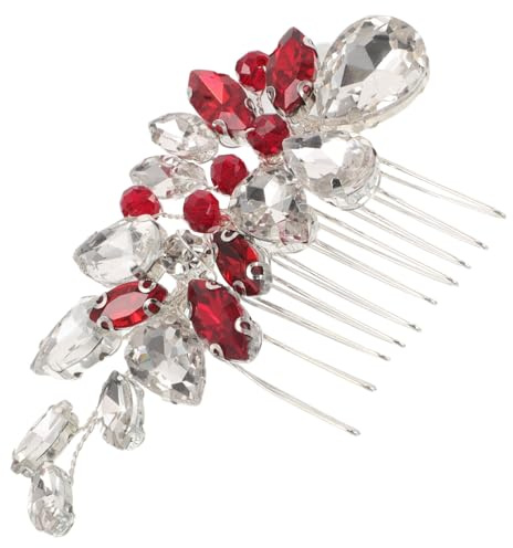 MOBUTOFU Strassbesetzter Roter Haarkamm aus Metall mit Filigraner Verarbeitung für Brauthaarschmuck bei Gartenzeremonien und Abschlussball Vintage Stil für Frauen und Mädchen