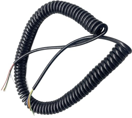 spiraltråd, Infällbar fjäderspiralförlängningssladd 6-ledarig 0,2 mm2 PU-mantel stretch 1,25-3,75 meter(Stretch 3.75 Meter)
