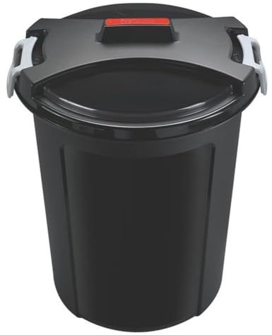 HEIDRUN Universaltonne, Matrix-Tonne, 65 cm Höhe, Ø 55 cm, 75 l, rund, mit Deckel, in schwarz, aus Kunststoff