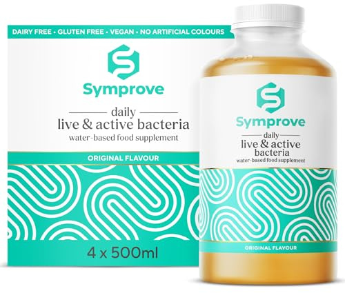 Symprove Liquid Probiotic, Billions of Live & Active Bacteria, Original Flavour, Water-Based, Dairy & Gluten Free, Vegan (4 x 500ml)