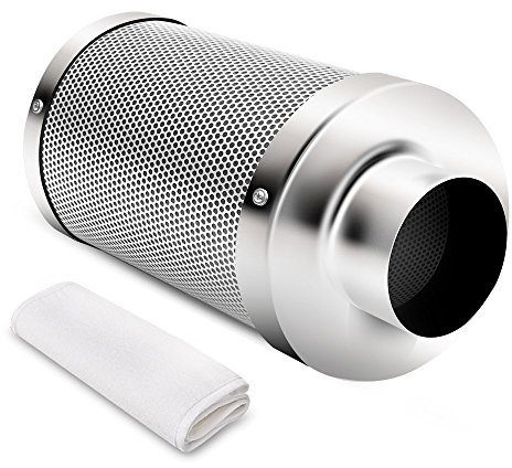 iPower 15 cm luftkolfilter, inomhusväxter, odlingstält, luktkontrollskrubbare med Australien-aktiverad C för inline-fläkt, vändbar fläns, 12 liter, silver, 15 cm, GLFILT6M