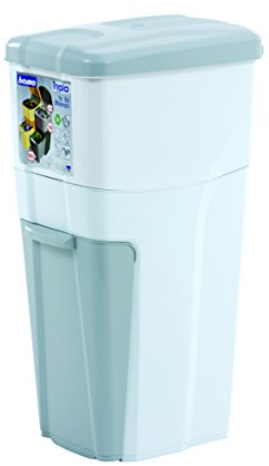 Bama Trypla Pattumiera per Raccolta Differenziata, Plastica, Bianco, 28x39x70 cm