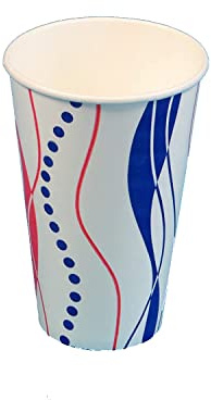 2000 Pappbecher Papptrinkbecher Trinkbecher Papier Colabecher Kaltgetränkebecher Ausschankbecher 0,3l 300ml Retro rot weiß blau mit Eichstrich lebensmittelecht Made in Germany - Inkl. VerpG in D