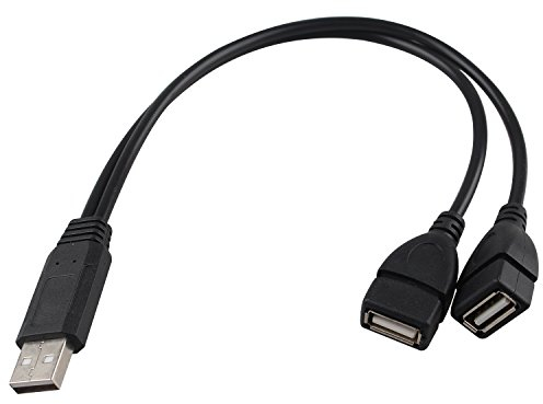 Futheda USB 2.0 Type 1 to 2 Y Splitter Hub Adapter Cable 1 Male to 2 Female USB 2.0 Jack Sync Power Charging Cable Extension Cord 30CM/ 1ft