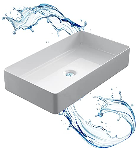 Starbath Plus - Lavabo in ceramica bianca - Forma rettangolare - Dimensioni 60 x 34 x 12 cm - Ideale per i piani d'appoggio di bagni e toilette