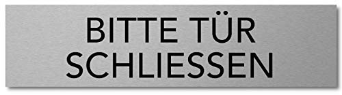 Interluxe Türschild Bitte Tür schließen 200x50x3mm, modernes Schild aus Aluminium, selbstklebend und robust für Haustür, Wohnungstür, Bürotür, Lager und Werkstatt