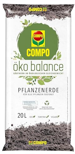 Compo öko balance Pflanzerde, Für alle Pflanzen geeignet, Bio, Vegan, Torffrei, 20 Liter