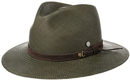 LIERYS Forest Traveller Panamahut Unisex Handmade in Ecuador Panamstrohhut mit Ledergarnitur Frühjahr Sommer Oliv S (55-56 cm)