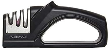 Farberware 5277229 Edgekeeper 3 Stage Tabletop Kitchen Knife Sharpener, Plastic Stainless Steel, Black