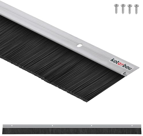 KOTARBAU® Brosse Bas de Porte - Aluminium - 1 m - Argent - Isolant - 45 mm - Joint De Porte D'Entrée - Protection Insectes - Langlebig Fiable - Bas Ouvrant Isolant - Anti Cafard - à Visser Bavette