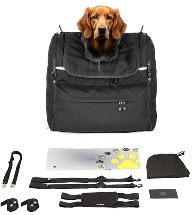 DEEMEED PETBAG, motorcykel hundväska för stor hundras, vattentät, bärbar, hund- eller kattväska för sissy bar, bakre väska för bagageställ eller säte, tillverkad av italienska Cordura