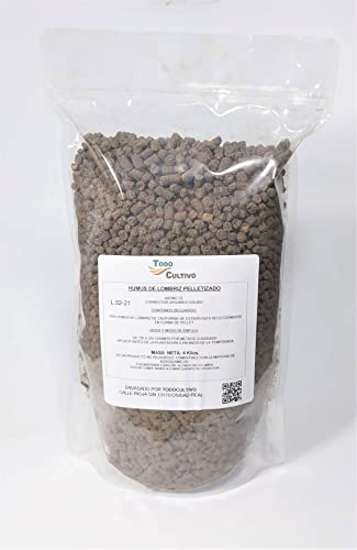 Humus de lombriz pelletizado para plantas.4kgs. Humus ecológico de lombriz roja en forma de granulo para un mejor reparto y dosificacion (4kg)