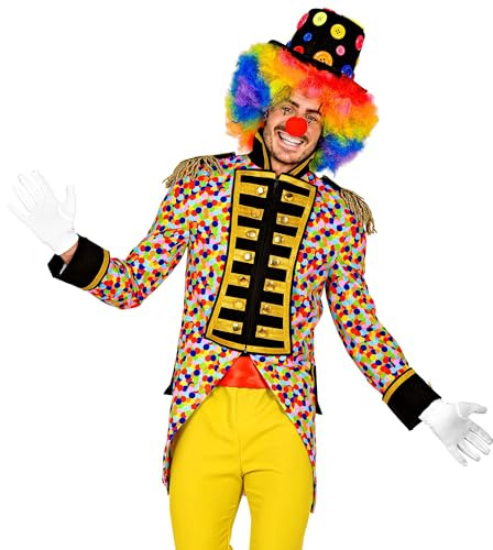 Widmann 50910 50910-konfetti parade-frack, trädgårdsuniform, punkter, clown, cirkusdirektor, kostym, karneval, temafest, män, flerfärgad, XXL