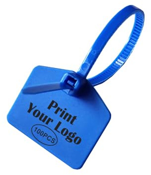 Muka 100 Pcs Precintos de Seguridad de Plástico con Etiquetas Escritura | PA plástico, bridas autoadhesivas, impresión láser de logotipo, etiquetas para escribir
