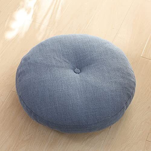 ZZZYZ Runde Baumwollleinen Yoga Sitzkissen Super Soft Cord Meditationskissen Waschbar Atmungsaktiv Yogakissen Für Wohnzimmer Dekoration-Dunkelblau 45cm(18inch)