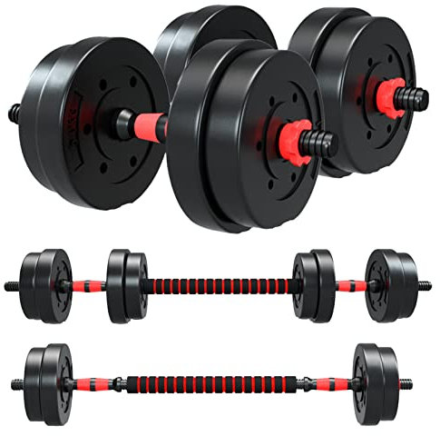 Set di Manubri con Bilanciere Regolabile da 15 KG con Biella, Set di Manubri per Allenamento di Sollevamento Regolabile per Uomini/Donne,Set di Manubri per il Corpo per Allenamento in Palestra