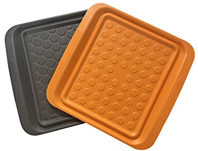 Outset Grill Prep Trays, Set of 2 Small Trays, 10.5 x 10.5, Orange and Black