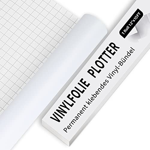 IModeur Vinylfolie Plotter - 30,5 x 305 cm Matt Weiß Plotterfolie Vinyl für Silhouette Cameo, die meisten Schneidemaschine