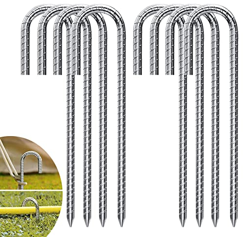 Forever Speed Tent Pegs Pack of 8 Ground Pegs (11.8 inch), J-shaped Heavy Duty Tent Pegs,Ground Stakes Ground Anchor for Securing Fences, Tents, Canopies, Camping, Trampoline, Flower Stand