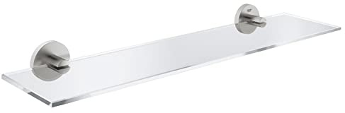 Grohe Start QuickFix - Estanteria de baño de cristal de 53cm, gris mate, para pegar (pegamento QuickGlue A2) o atornillar, ref. 41202DC0