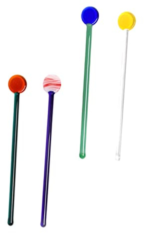 Cabilock Set of 4 Elegant Glass Coffee Stirrers Long Handled Dessert Spoons for Ice Cream Milk