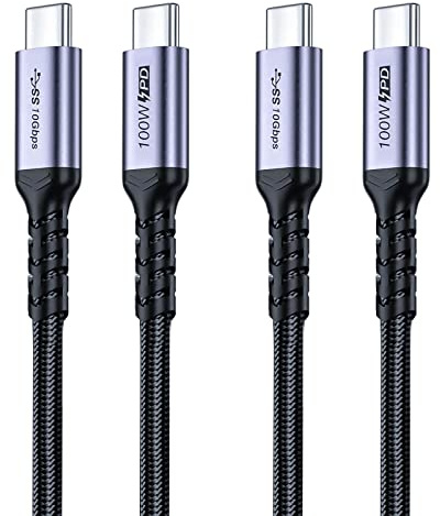SUMPK 3m USB C 3.1 gen 2 Kabel 2 Pakete, 100W Schnellladekabel 10Gbps Hochgeschwindigkeitsübertragungskabel, 4k 60hz Video Ausgang PD Kabel kompatibel mit Monitor Display, Thunderbolt 3, Galaxy S21